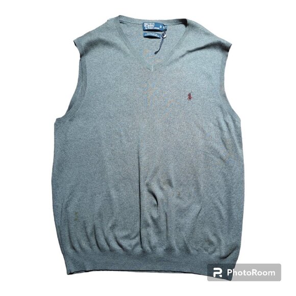 Polo Ralph Lauren Other - POLO by Ralph Lauren Sweater Vest 2XLT grey with red pony Pima Cotton